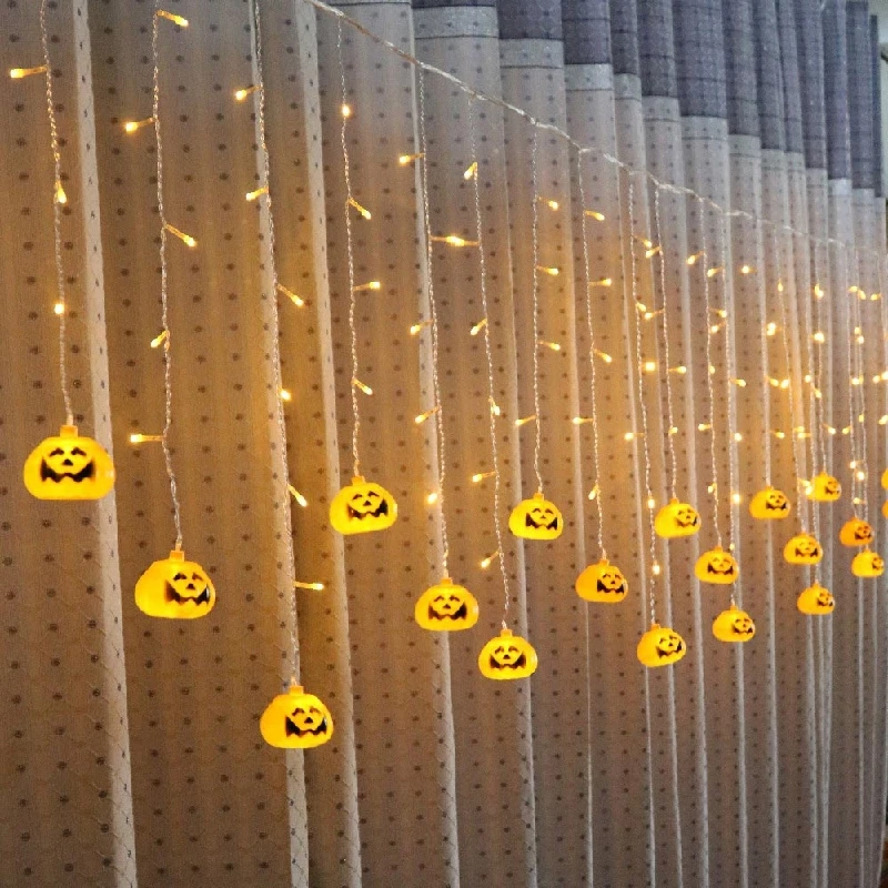 

3.5M Led Pumpkin Curtain Light AC220V Halloween Decoration EU Plug