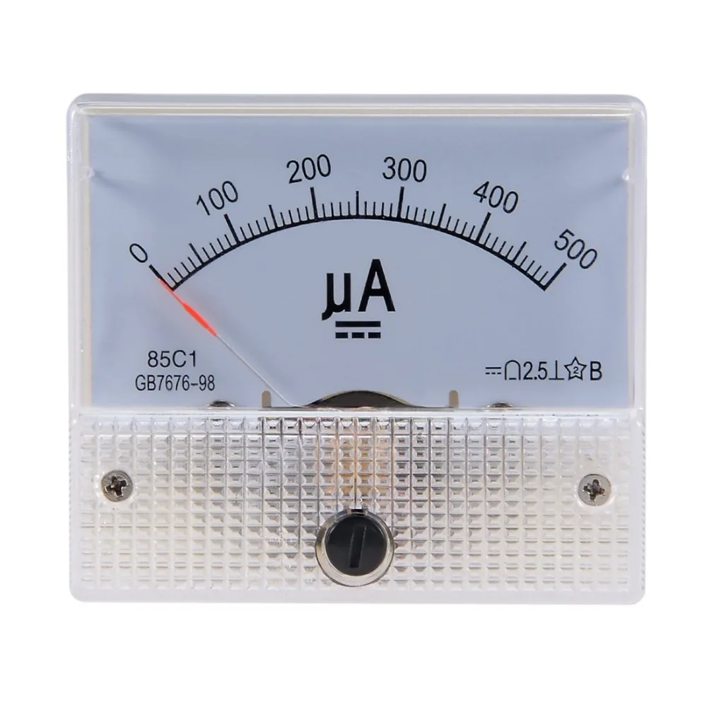 Puntero DC micro amperímetro DC 0-100uA 50uA 200uA 500uA Panel analógico amperímetro medidor de corriente de El amperímetro 85C1