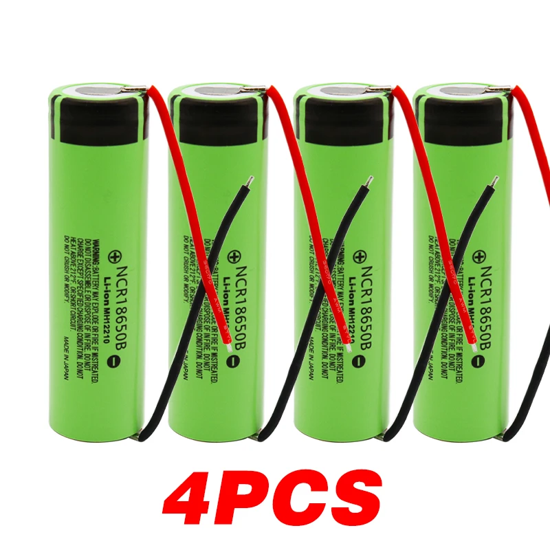 NCR18650B 3,7 в 3400 мАч 18650 литиевая аккумуляторная батарея для Panasonic фонарик батареи+ DIY провода - Цвет: 4PCS