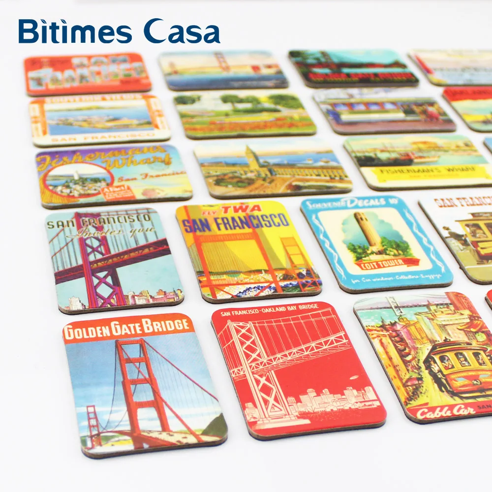 Bitimes 24 шт Сан-Франсиско живописный холодильник набор магнитов сувенир Золотые ворота мост домашний декор магнитные наклейки