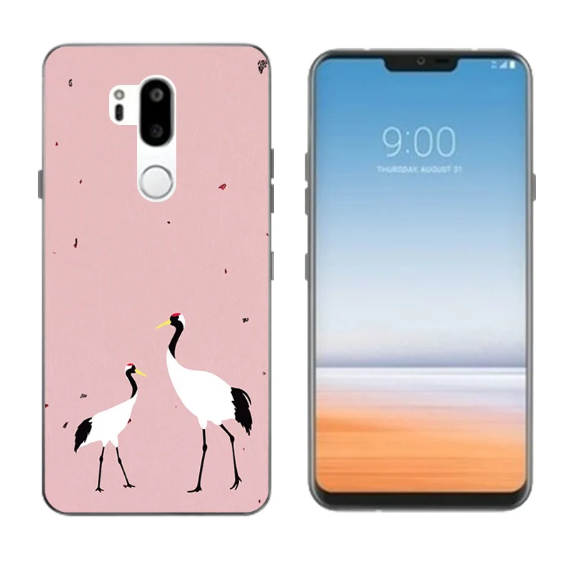 6.1 inch for LG G7 Soft Slim TPU Phone Cases ThinQ Clear Silicone Gel Back Covers G710 Botanic Printing Coque |