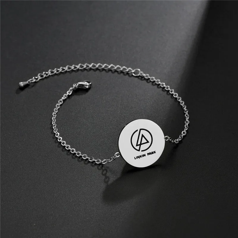 bracelet silver ELSEMODE из нержавеющей стали золотого цвета Linkin Park Шарм Сувенирный браслет Творческий браслет для мужчин женщин лучший подарок фанатов - Окраска металла: bracelet silver
