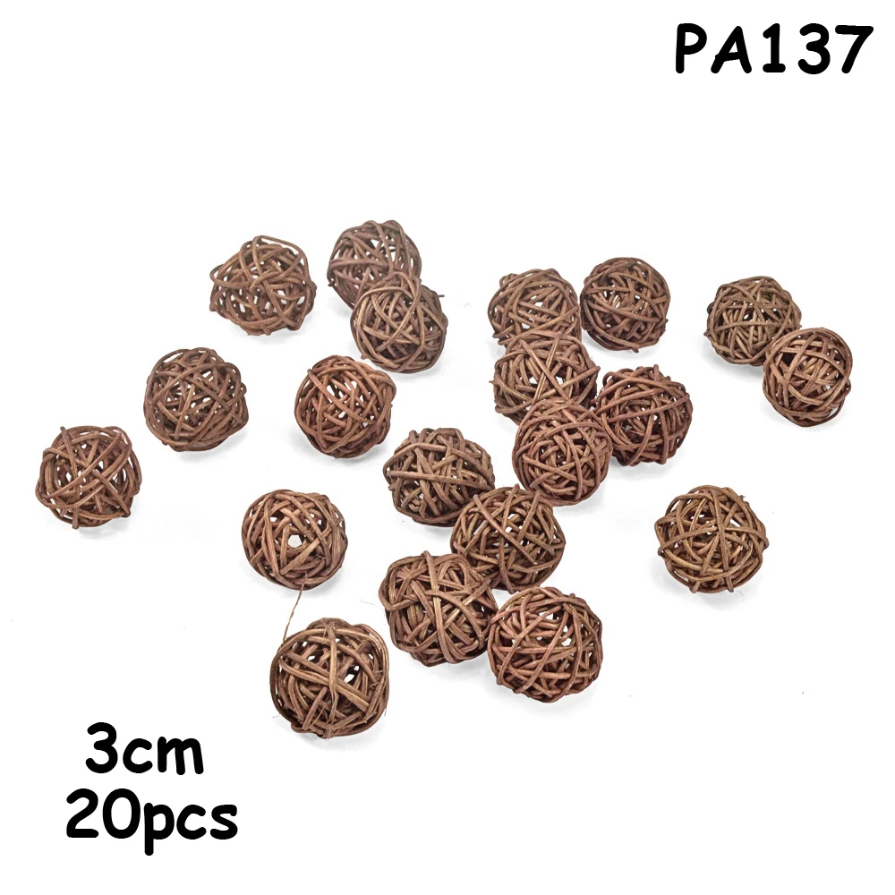 PA137 coffee 20 шт./лот, 3 см, детский ротанговый шар для душа, Новогоднее украшение из ротанга, плетеные шары, вечерние украшения, сделай сам, Сепак, мячи takraw - Цвет: PA137 coffee