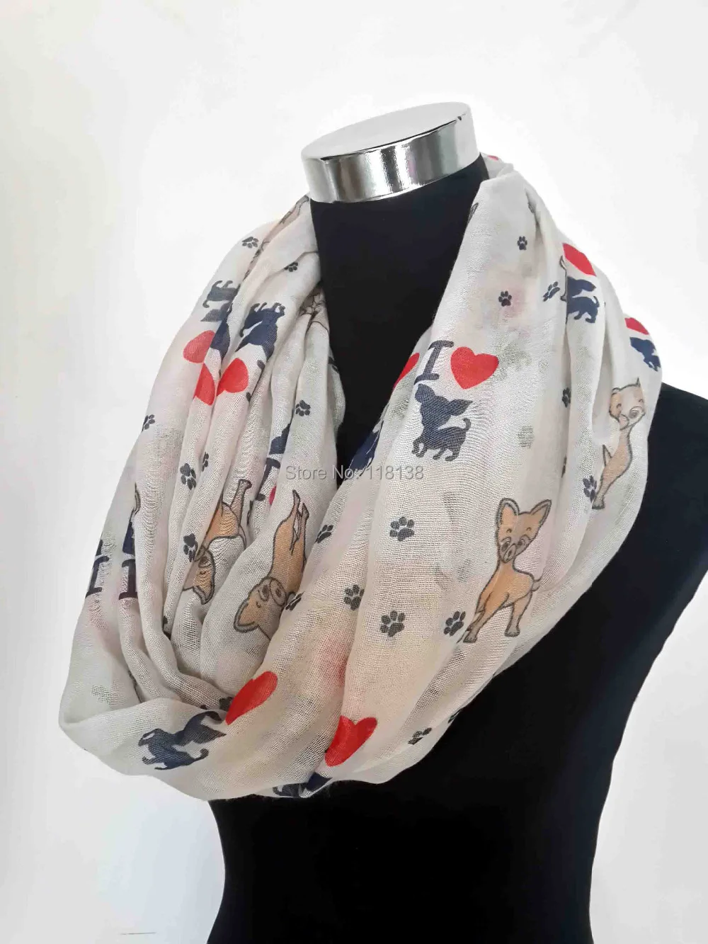 Женский шарф с принтом Чихуахуа I Love Infinity Loop подарок для любителей собак|gifts for years