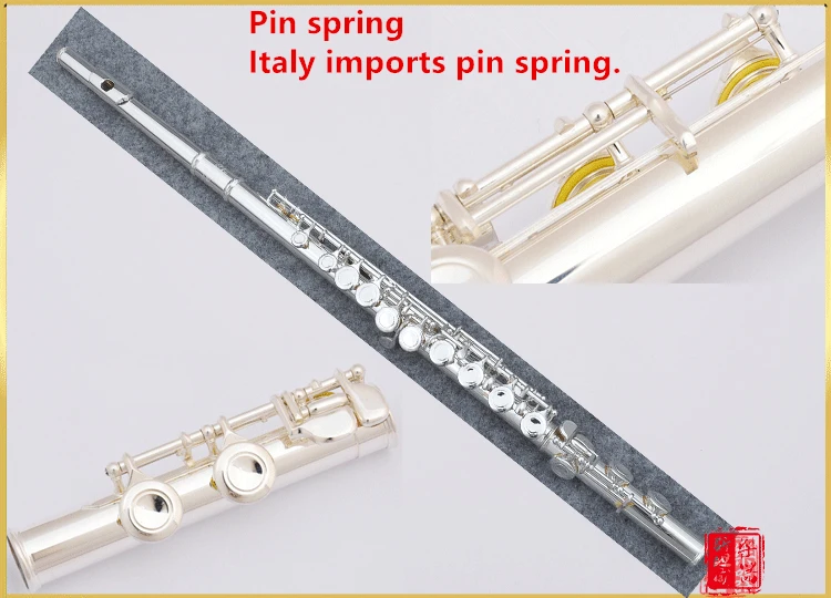 Профессиональная флейта 16 отверстий C тон левосторонняя посеребренный материал
