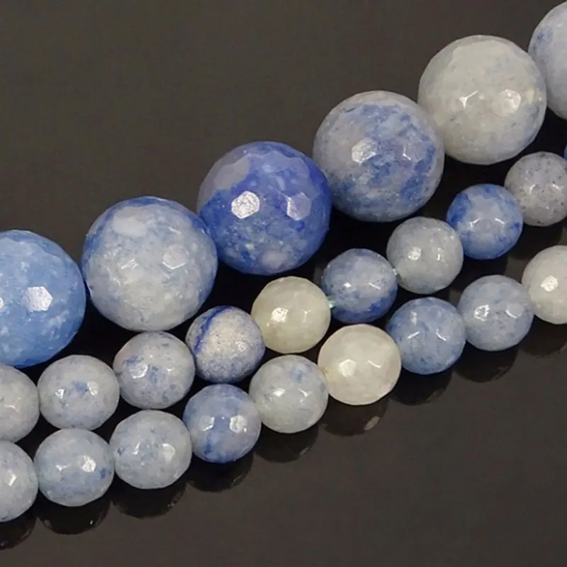 4-12mm Natural Round Faceted Blue Aventurine Beads For Jewelry Making Bracelet Women 15'' Needlework DIY Trinket - купить по