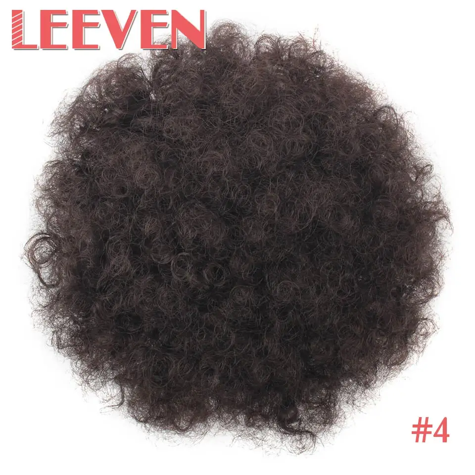 Leeven, конский хвост, высокие волосы, слоеные на заколках, шиньон, пучок, шиньон, шиньон, афро, кудрявый, кудрявый, синтетический шнурок, конский хвост, волосы для наращивания - Цвет: #4