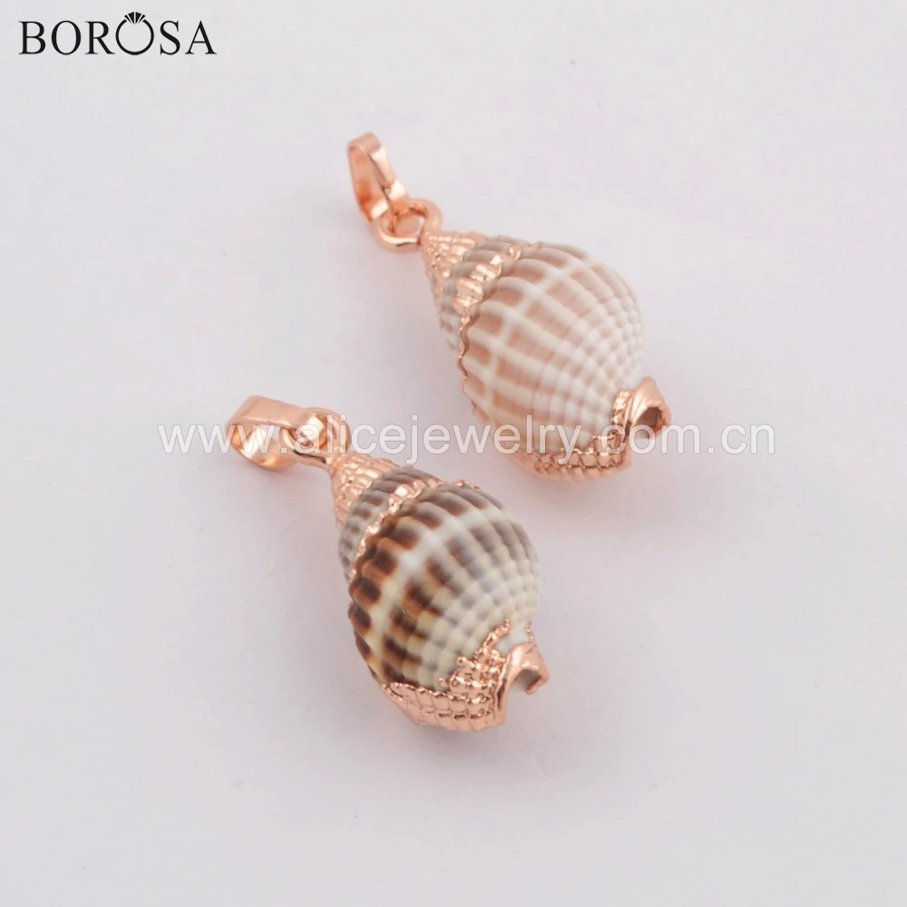 BOROSA 10PCS Stylish Small Size Rose Gold Color Natural Conch Shell Pendant Jewelry Finding for Earrings Necklace G1761 | Украшения и