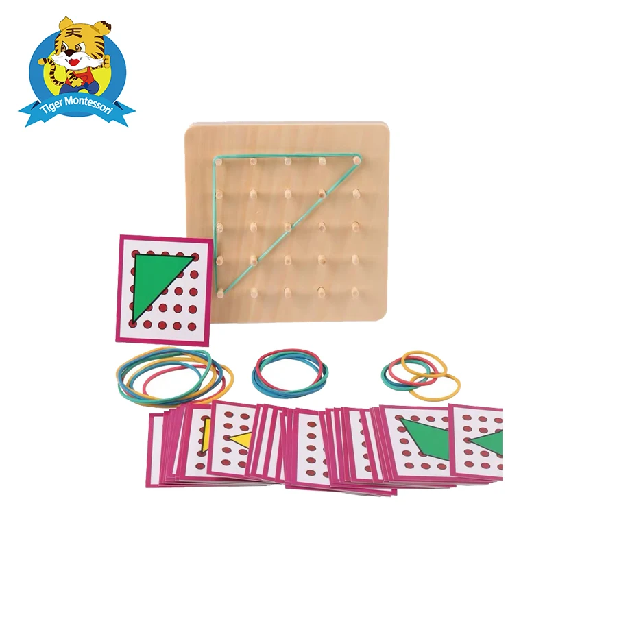 

Baby Toy Montessori Creative Graphics Rubber Tie Nail Boards with Cards Childhood Education Preschool Kids Brinquedos Jugue