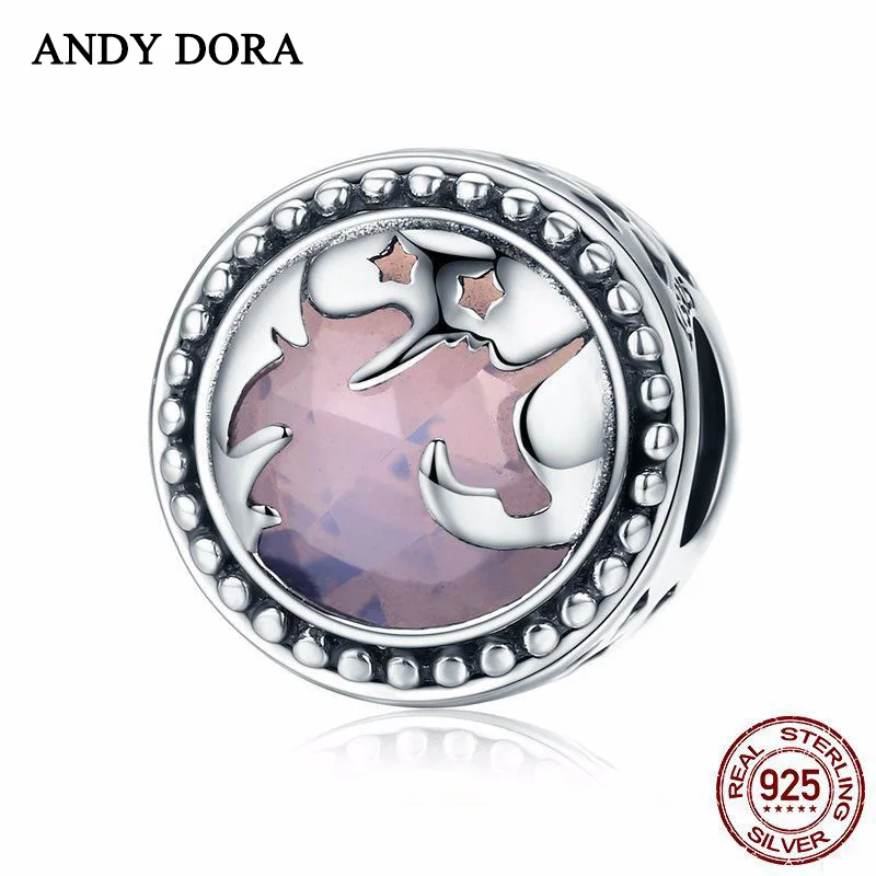

European Style Pink Unicorn Charms Real Bead Bracelets For Woman Round Romantic Beads For Diy Jewelry Making