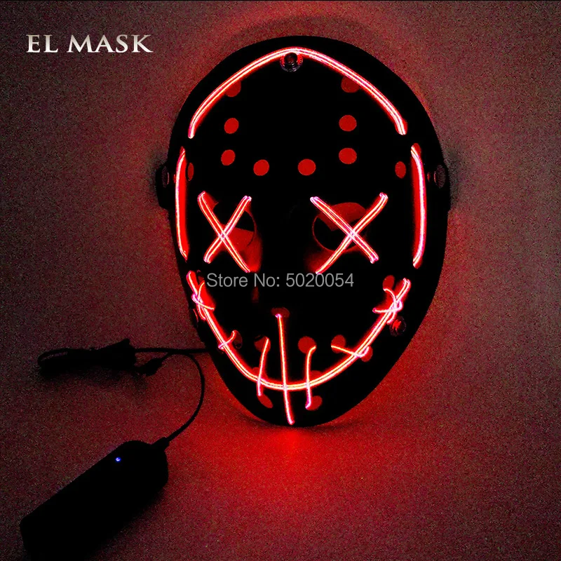 Design-B Red Аниме Expro декоративная светодиодная светящаяся маска черная пантера Косплей EL маска для светящиеся вечерние на Хэллоуин день рождения - Цвет: Design-B Red
