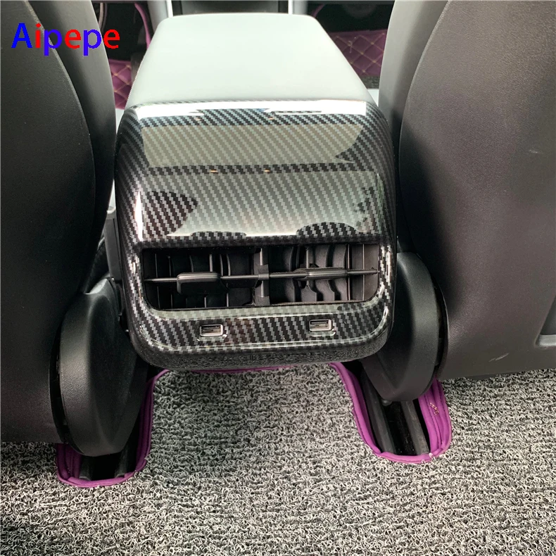 Для TESLA MODEL 3 ABS углеродное волокно задняя панель кондиционера AC Vent Outlet защитная