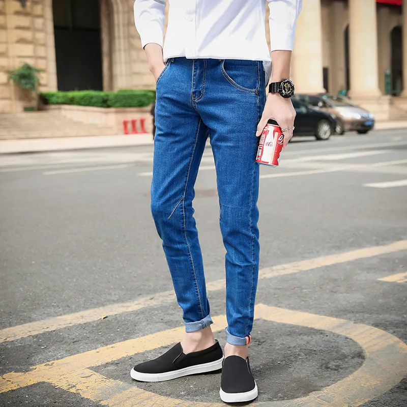 Fashion Men's Jeans 2019 Spring New Brand Design Skinny High Waist Ankle Length Straight Pants Plus Size | Мужская одежда