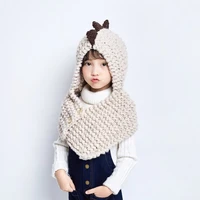 miara l children hooded collar knitting scarf warm boy girl baby dinosaurs hat suit for winter and autumn