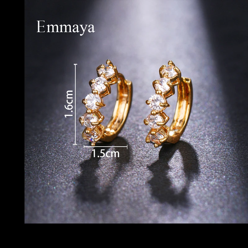 EMMAYA роскошные женские серьги-гвоздики с золотым кубическим цирконием и пряжкой