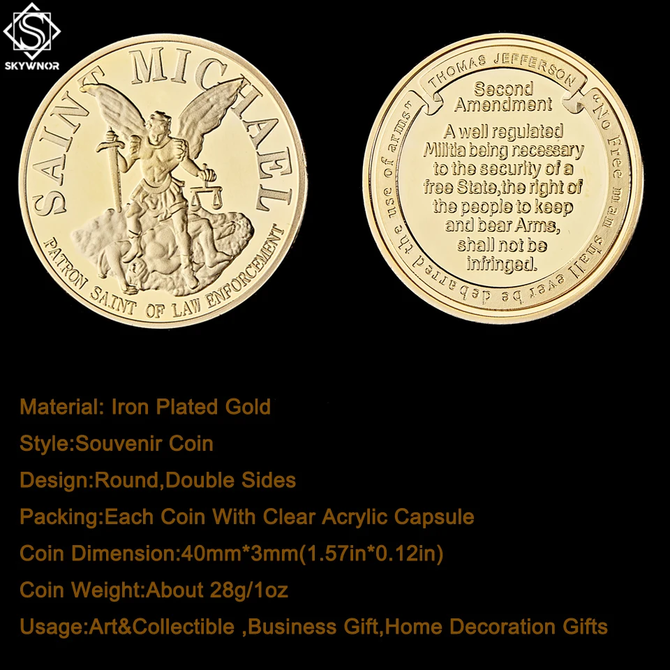 5 шт./лот США St Michael The Prayer Archangel Gold/Silver Token коллекционный набор монет оптовая