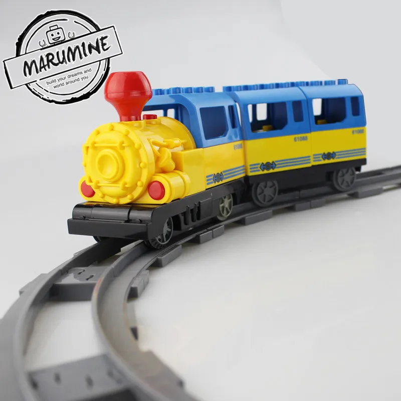 Marumine блоки Duplo с батарейным питанием поезд игрушки Строительные Кирпичи Детские развивающие игрушки подарок Электрический поезд для детей