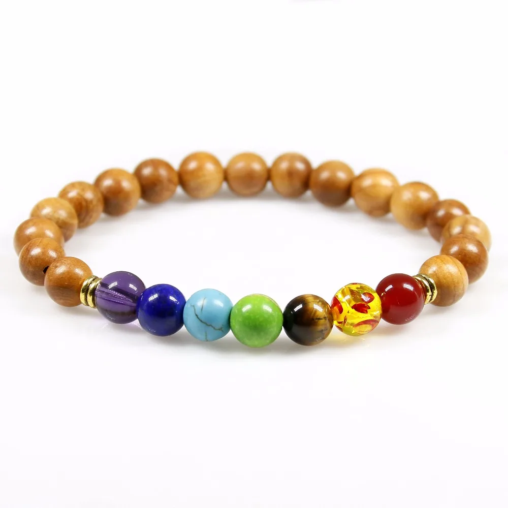 Модные женские и мужские тянущиеся браслеты для йоги 8 мм высокое качество дерево