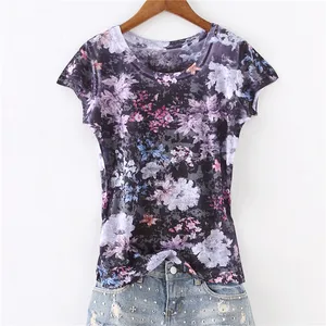 Футболка женская тонкая с коротким рукавом и винтажным принтом, лето 2021