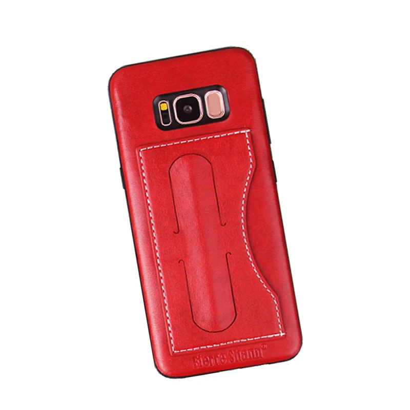 Fierre Shann бренд лаконичный pu кожаный чехол для Samsung Galaxy S8 Plus с кармашком карт kickstand