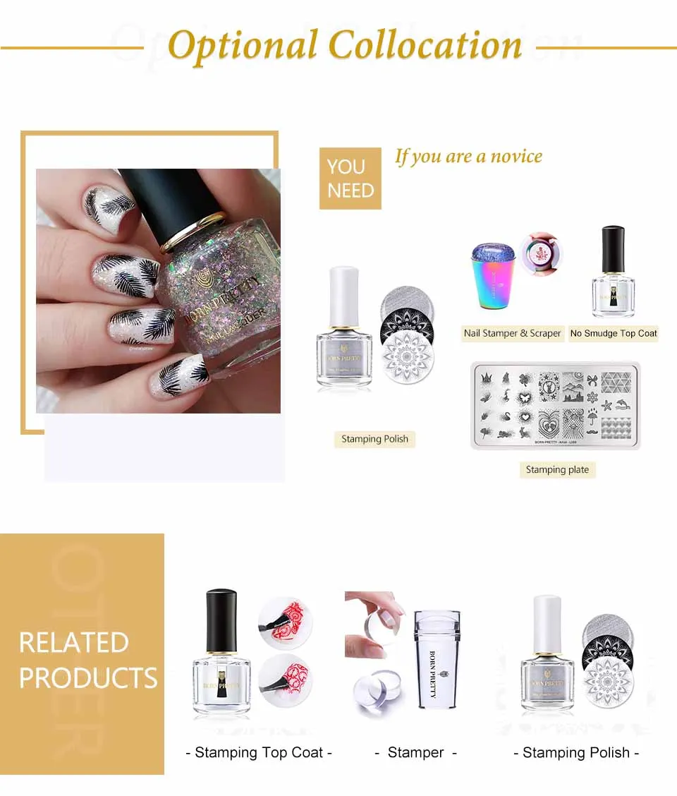 BORN PRETTY 6ml Iridescent Shiny Holographic Nail Polish Wonderworld Glitter Series Sequins Nail Art Lacquer Manicure Tools