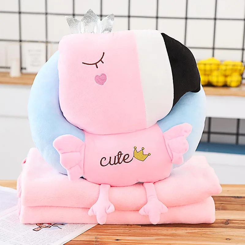 45cm Flamingo Подушка три в одном с одеялом с милым мультяшным Единорог, динозавр в форме Фламинго подушка сон подушка - Цвет: 45cm Flamingo