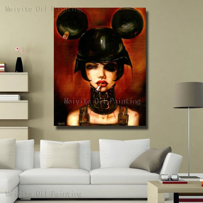 Картина маслом Курить Готическая девушка модная ручная роспись дешевые