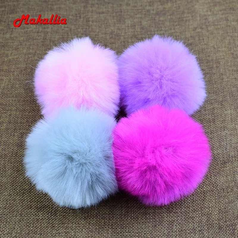 4pieces 2017 new fashion wild single ring imitation rabbit hair key ball bag pendant variety of color chain | Украшения и