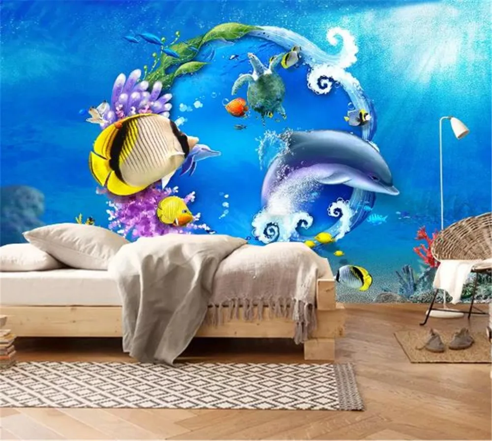 Пользовательские Любой размер 3d обои прохладное лето море подводный мир океан 3D