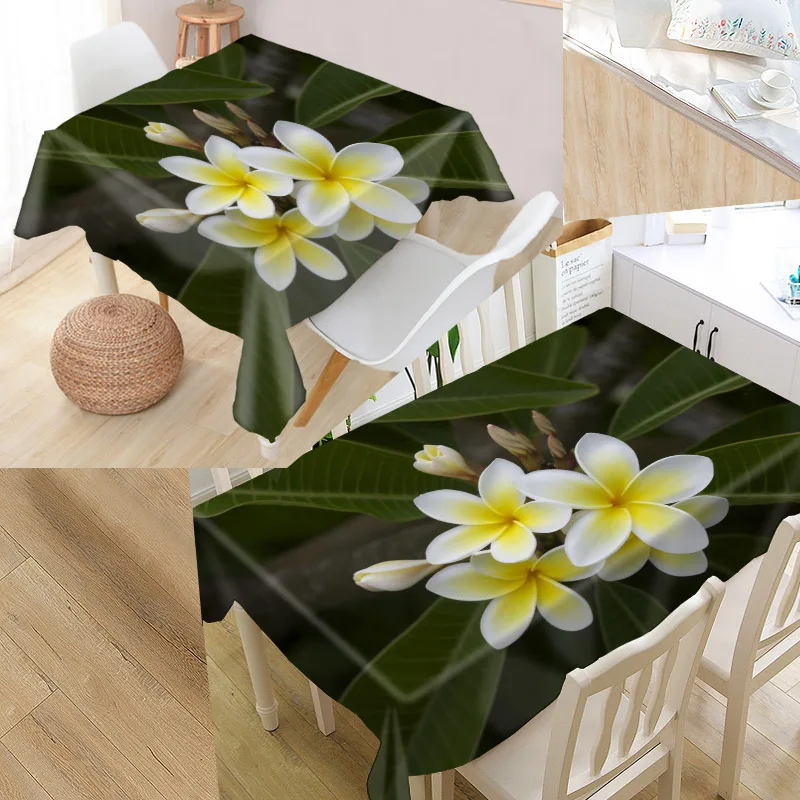 Пользовательские Frangipani скатерть искусство простота узор Оксфорд Ткань Пылезащитная скатерть для обеденнго стола вечерние украшения крышка стола - Цвет: 1