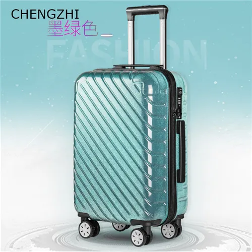 blue CHENGZHI 2" 24" дюймовый персональный Блестящий багаж для девочек, Спиннер, тележка для женщин, Дорожный чемодан, универсальное колесо - Цвет: blue