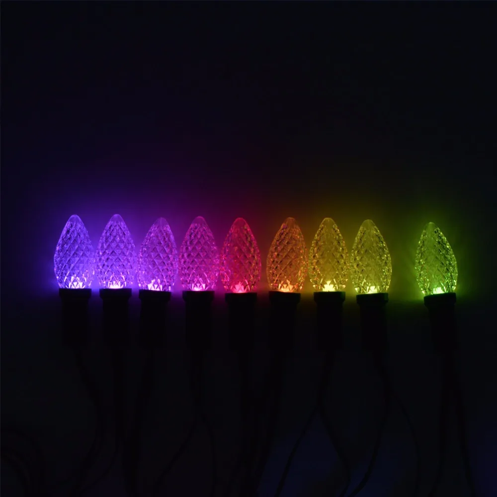200 шт. C7/C9 DC12V WS2811 50 узлов/Коллона D20D S20 доступный rgb-светодиод Рождественский пиксель модульная светящаяся гирлянда Зеленая проволока; IP68