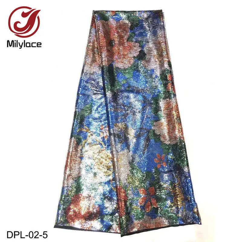 Color 5 Milylace блестящая Кружевная Ткань 5 ярдов нигерийские кружева сеточка ткань с блестками цветочный узор для вечеринки одежда DPL-02 - Цвет: Color 5
