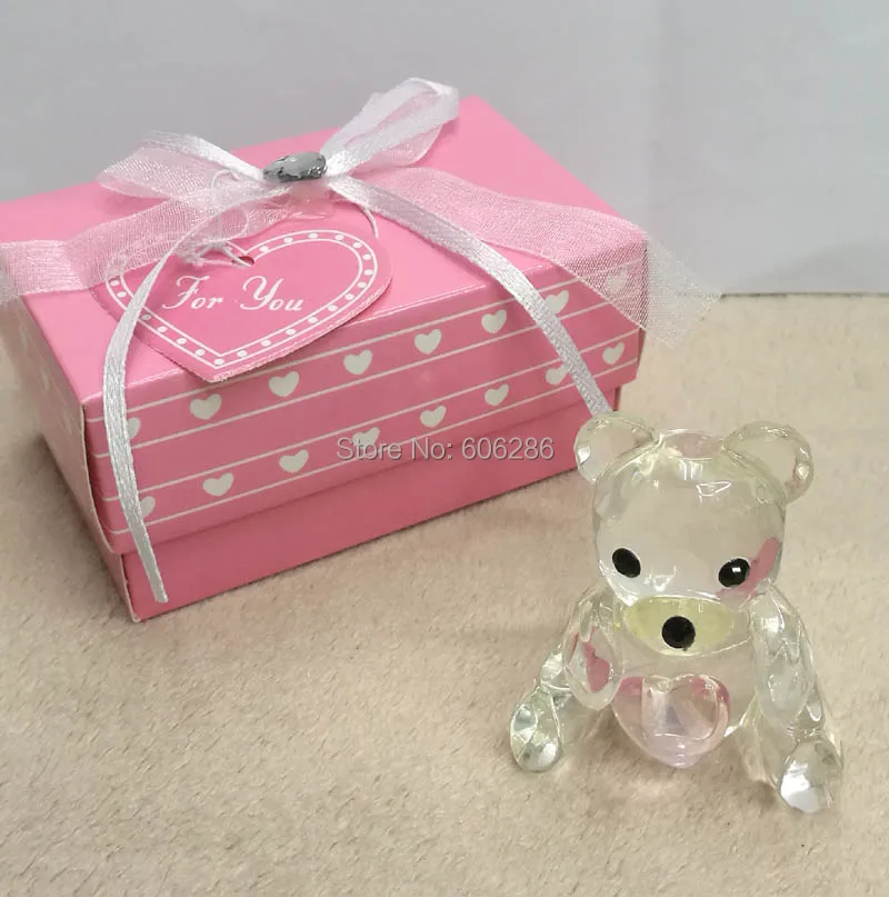 Бесплатная доставка 80 шт./лот Хрустальный Мишка Тедди в розовой подарочной