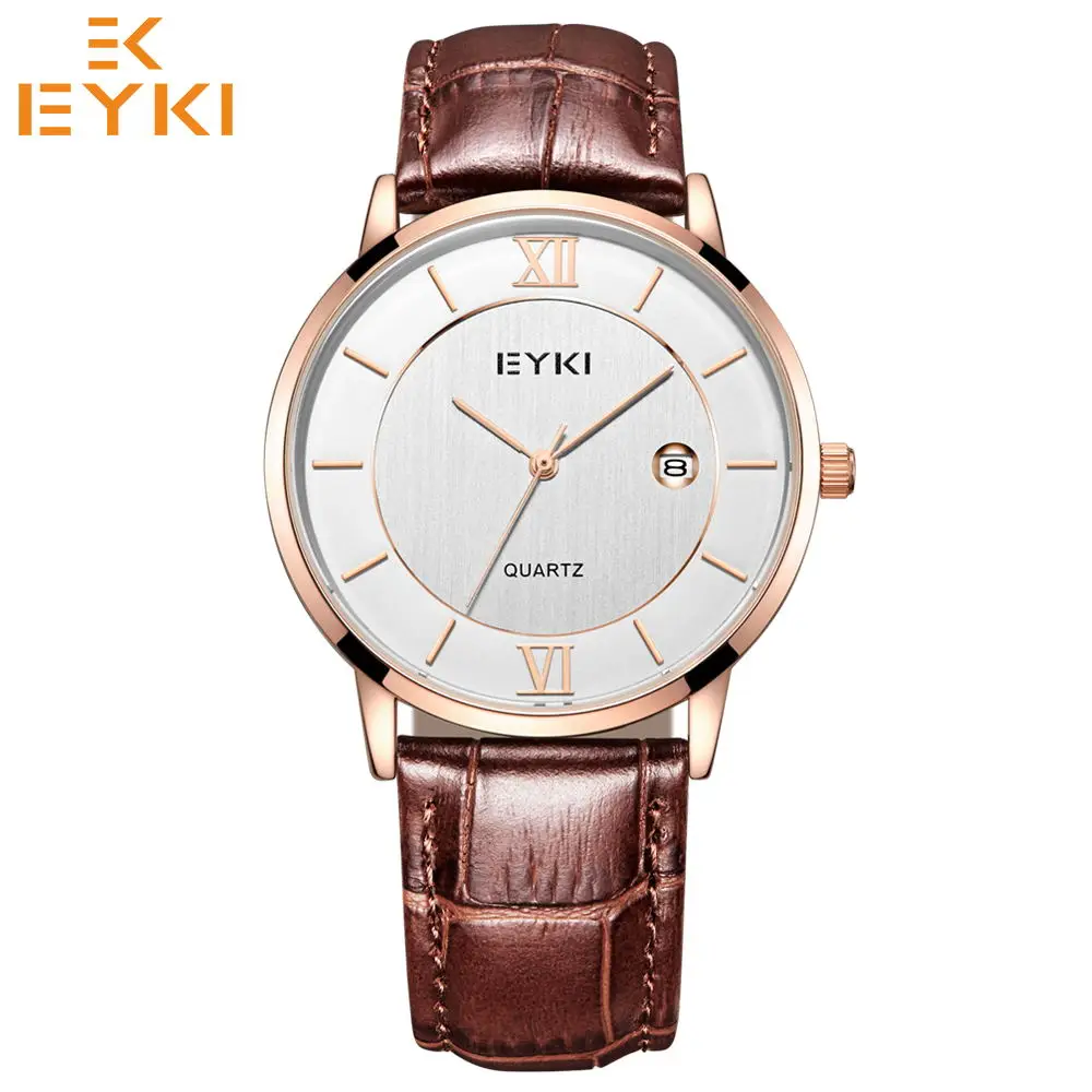 E1076L-DZ2RCI-S EYKI Модный Топ бренд мужские и женские часы Пара часы водонепроницаемые кварцевые механизм кожаные часы Relogios Masculino Montre Femme - Цвет: E1076L-DZ2RCI-S