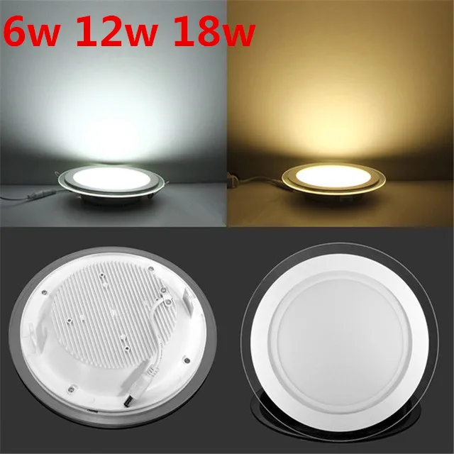 

Glass led panel light Round 6W 12W 18W downlights luces for home Kitchen SMD 5730 6000K 3000K with drive AC85-265V by DHL