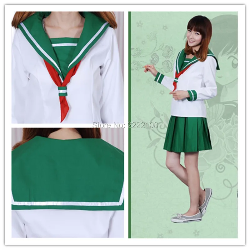 Аниме Inuyasha Higurashi Kagome костюмы для косплея школьная форма девочек полный комплект