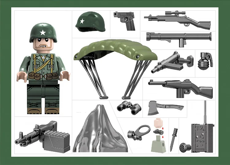 Мир война битва Тихий океан brickmania Военная Униформа minifigs блок ww2 США армейские фигурки пистолет оружие конструктор артиллерия игрушечные лошадки