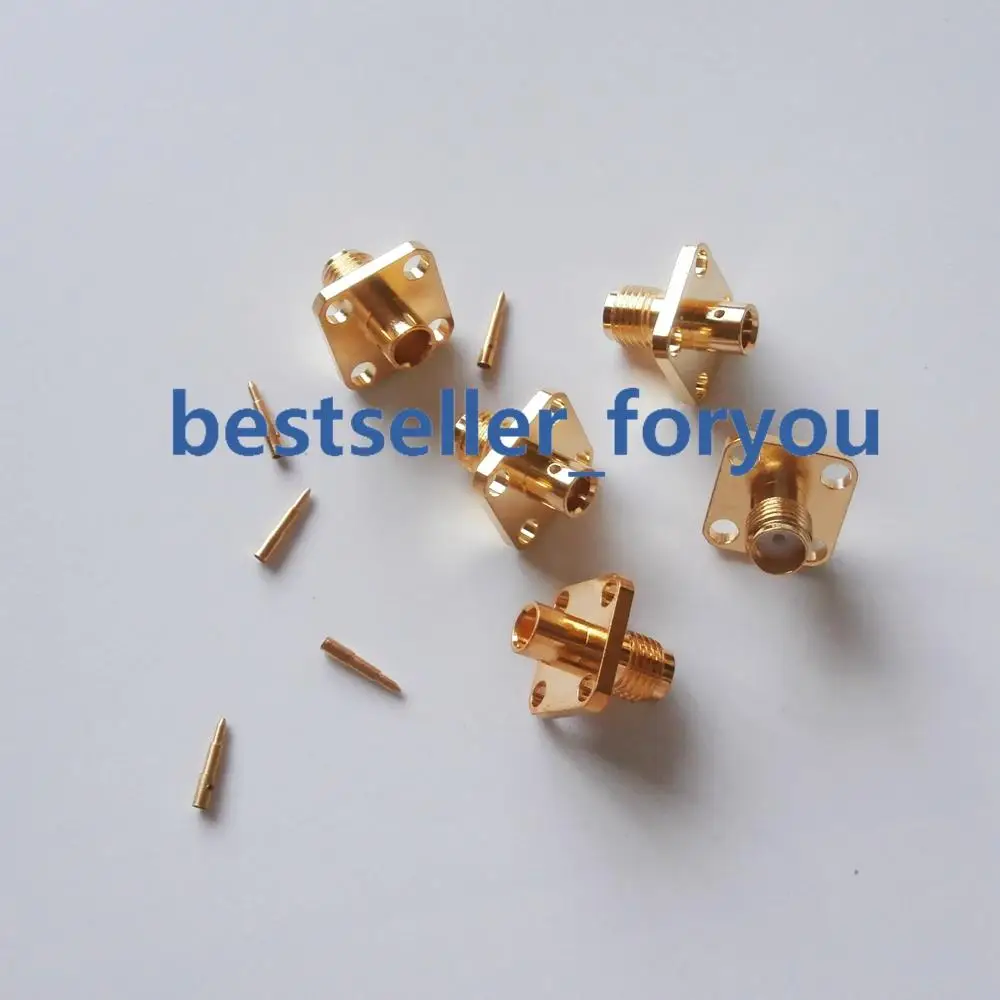 5x Connector RPSMA female plug 4-holes flange solder RG402 0.141&quot Semi-rigid | Обустройство дома