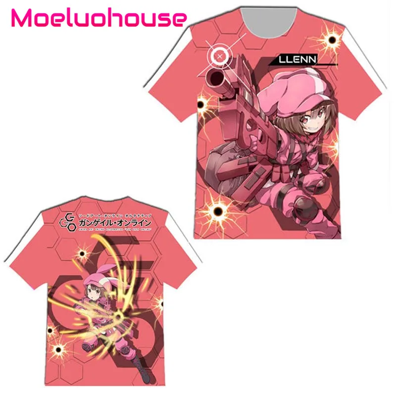 SAO Gun Gale Online Llenn аниме футболка косплей костюм Топы с коротким рукавом