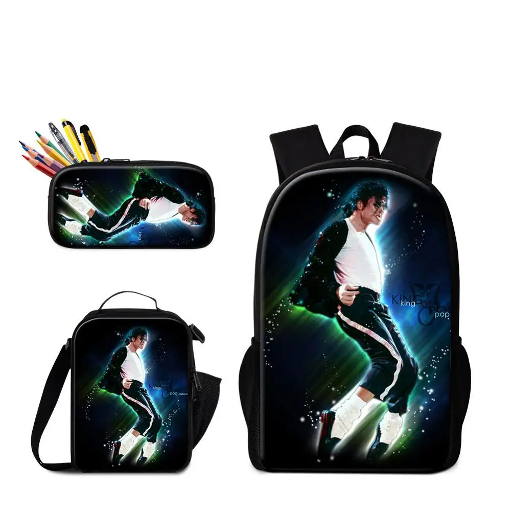 Суперзвезда Майкл Джексон шаблон колледж вуз комплекты рюкзаков 3 шт. комплект