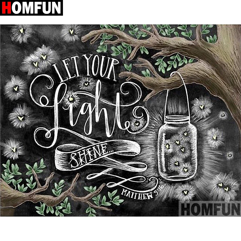 HOMFUN Full Square/Round Drill 5D DIY Diamond Painting &quotLetter firefly&quot 3D Embroidery Cross Stitch Home Decor A13727 | Дом и сад