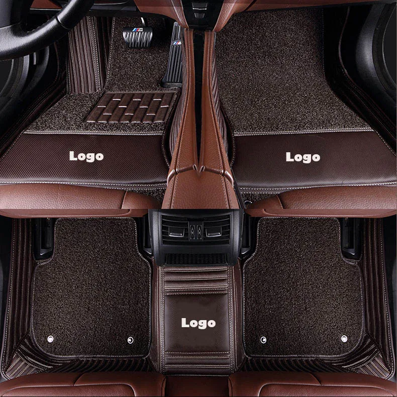 Coffee double layer Пользовательские автомобильные коврики кожа для авто Porsche Cayenne Cayman, Macan panamera 718 Boxster авто коврики для ног автомобильные аксессуары ковер - Название цвета: Coffee double layer