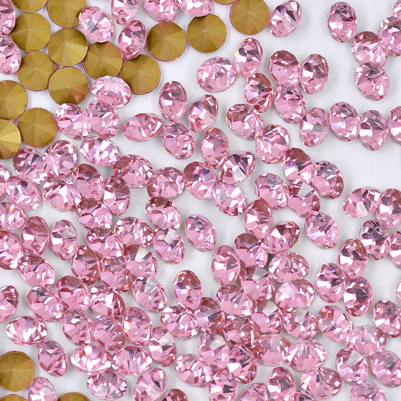Ss6 светло-розовое стекло точка Стразы круглые кристаллы pointback страз чатон