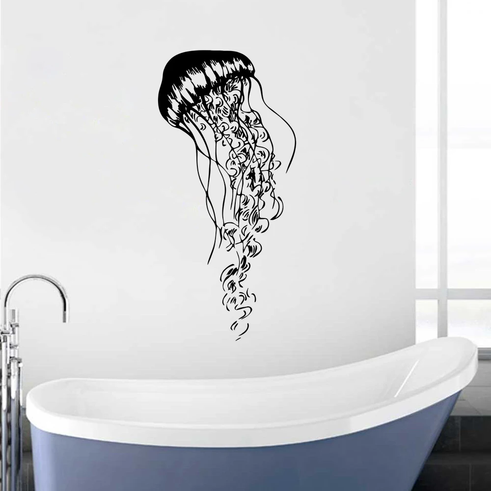 Jellyfish виниловые наклейки на стену морские животные съемные наклейки на стену с рисунком Медузы стикер на стену домашний Декор ванной комнаты AZ613