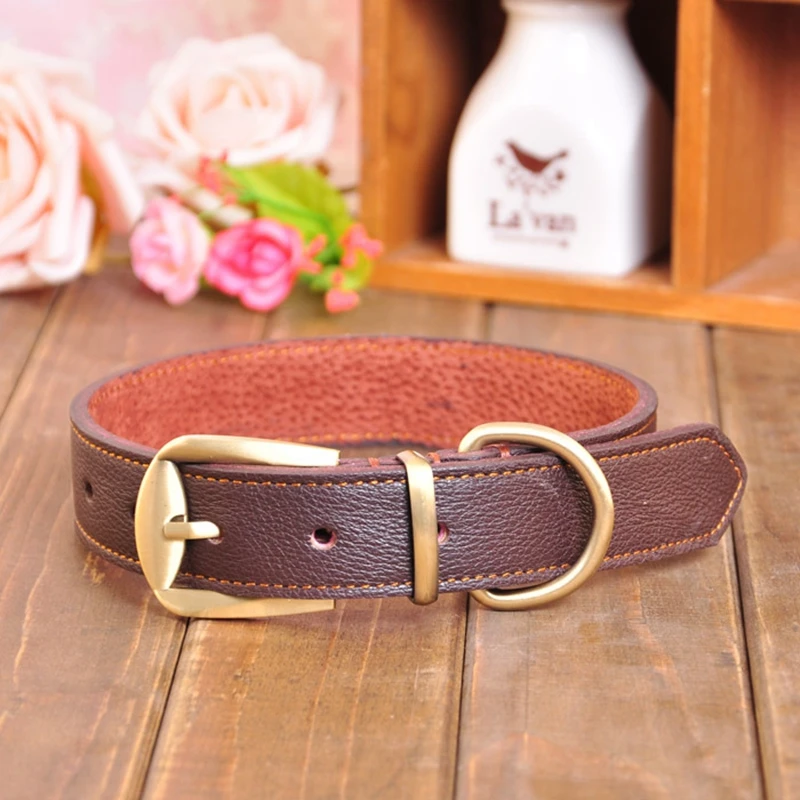 Сшитая рука мягкой Пояса из натуральной кожи собака Воротники Регулируемый flexi