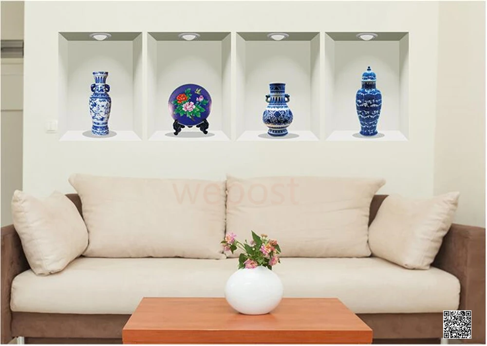 1 комплект 3D Съемная ваза наклейки цветок для стен пейзаж ПВХ Наклейка на стену