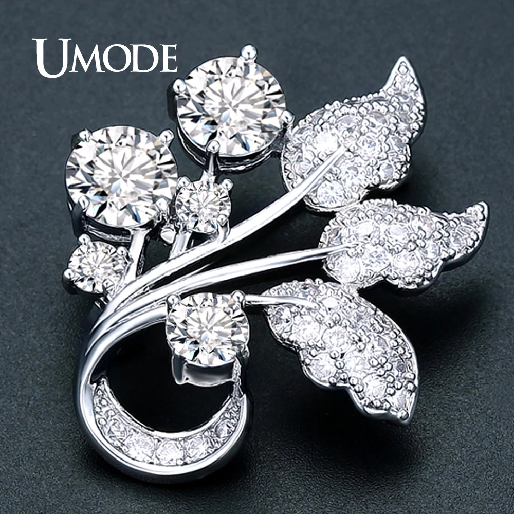 UMODE новые модные роскошные большие Австрийские броши в форме листьев для женщин