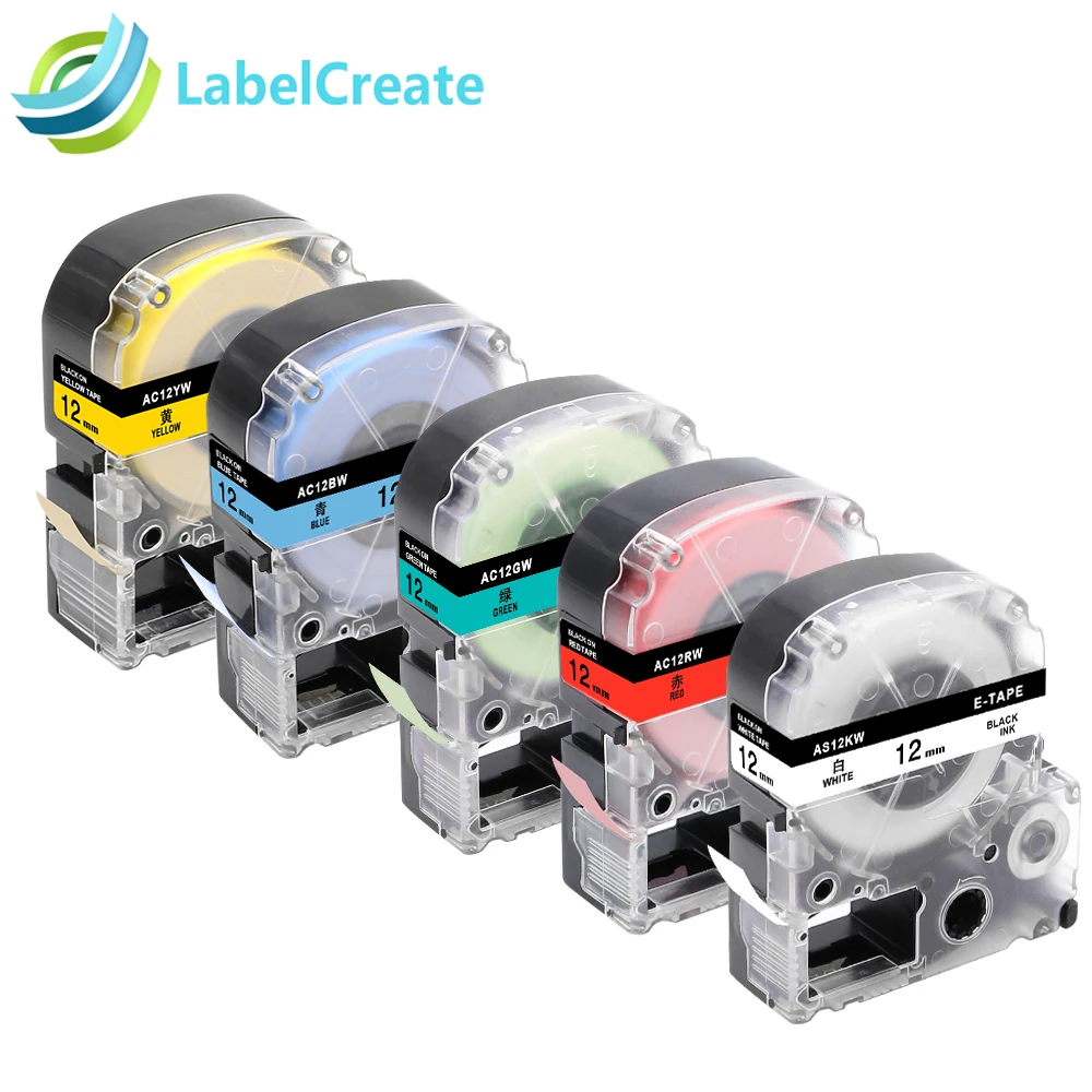 Labelcreate 12 мм кВт совместимые с Epson Kingjim ленты для этикеток SC12RW SC12YW 5PK LW 400 картридж