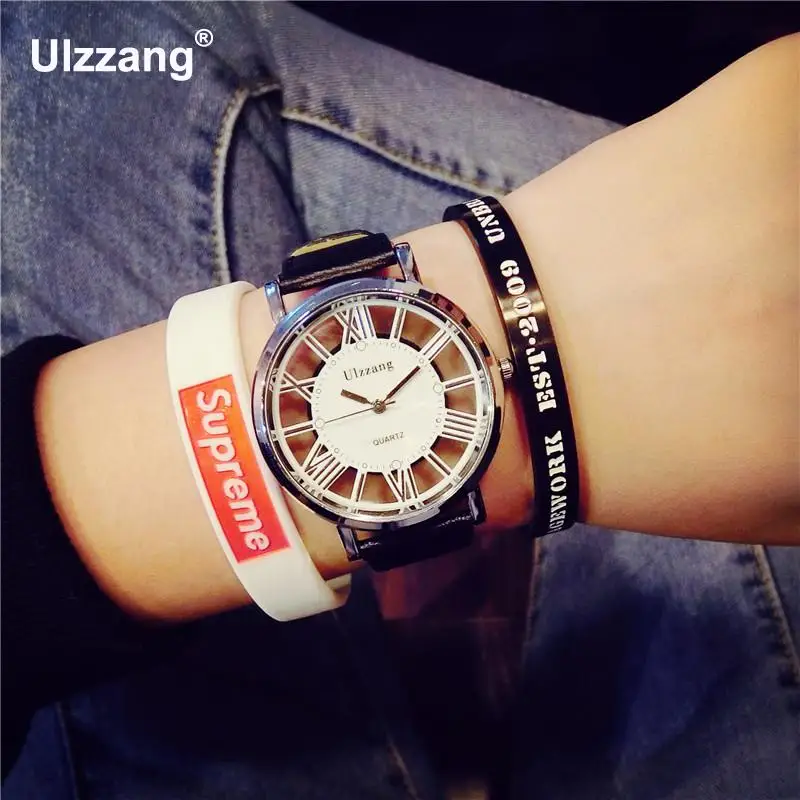 Оригинальные кварцевые часы Ulzzang с полым циферблатом в римском стиле из